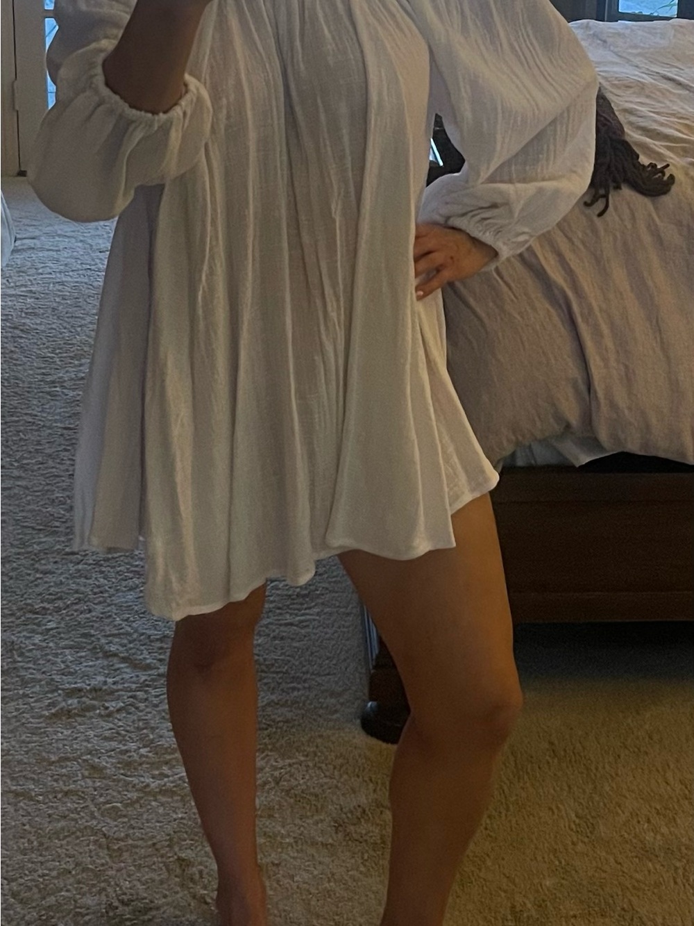 White Crinkled Cotton bathing Suit coverup